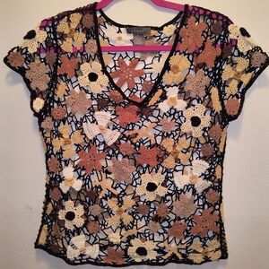 Kenar Crochet Floral Top Neutrals